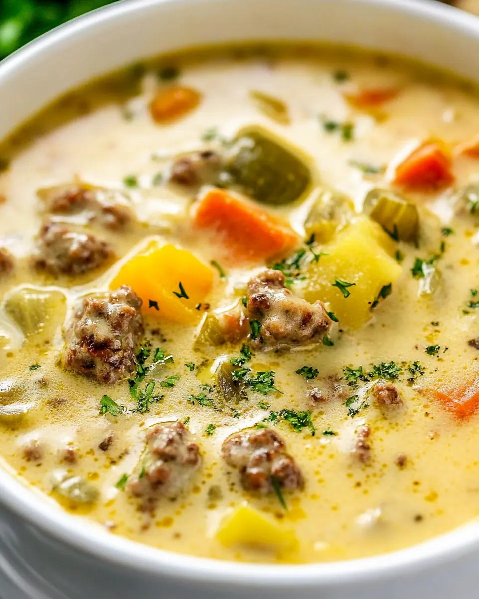 Cheesy Crockpot Cheeseburger Soup