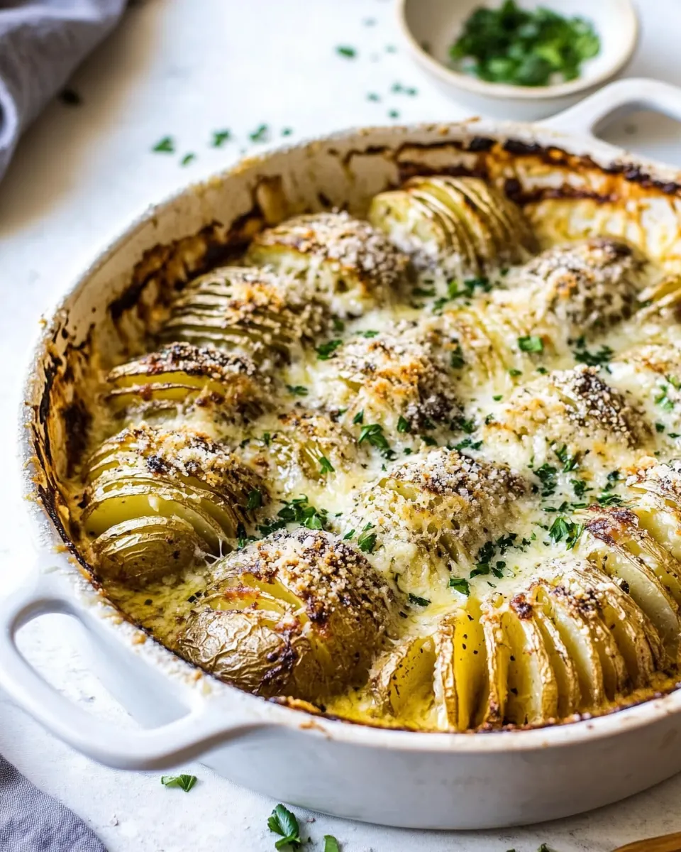Cheesy Hasselback Potato Au Gratin