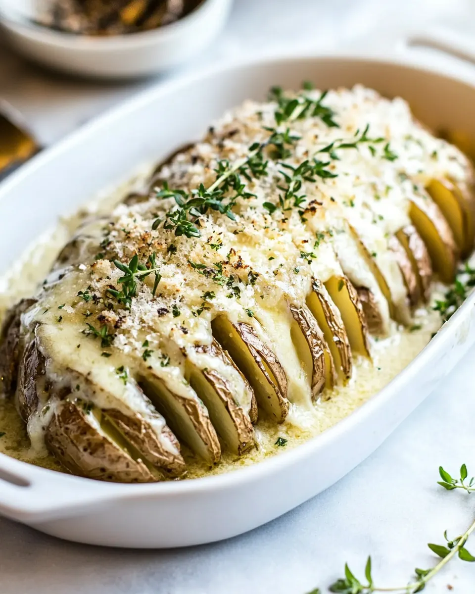 Cheesy Hasselback Potato Au Gratin