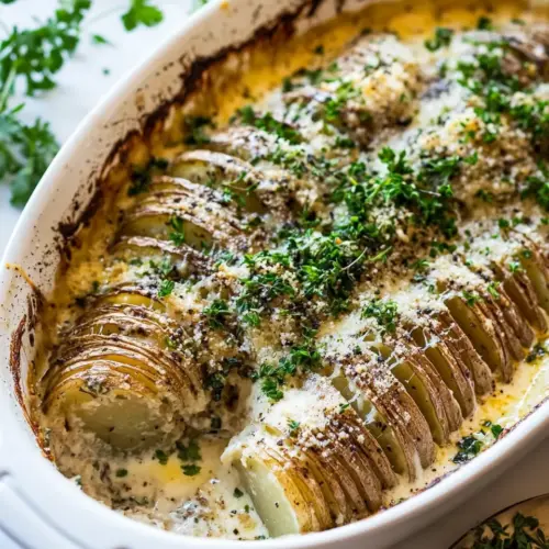 Cheesy Hasselback Potato Au Gratin