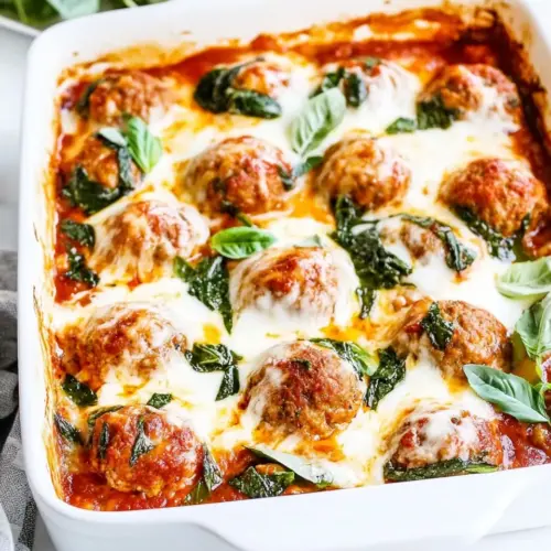 Cheesy Keto Meatball Casserole