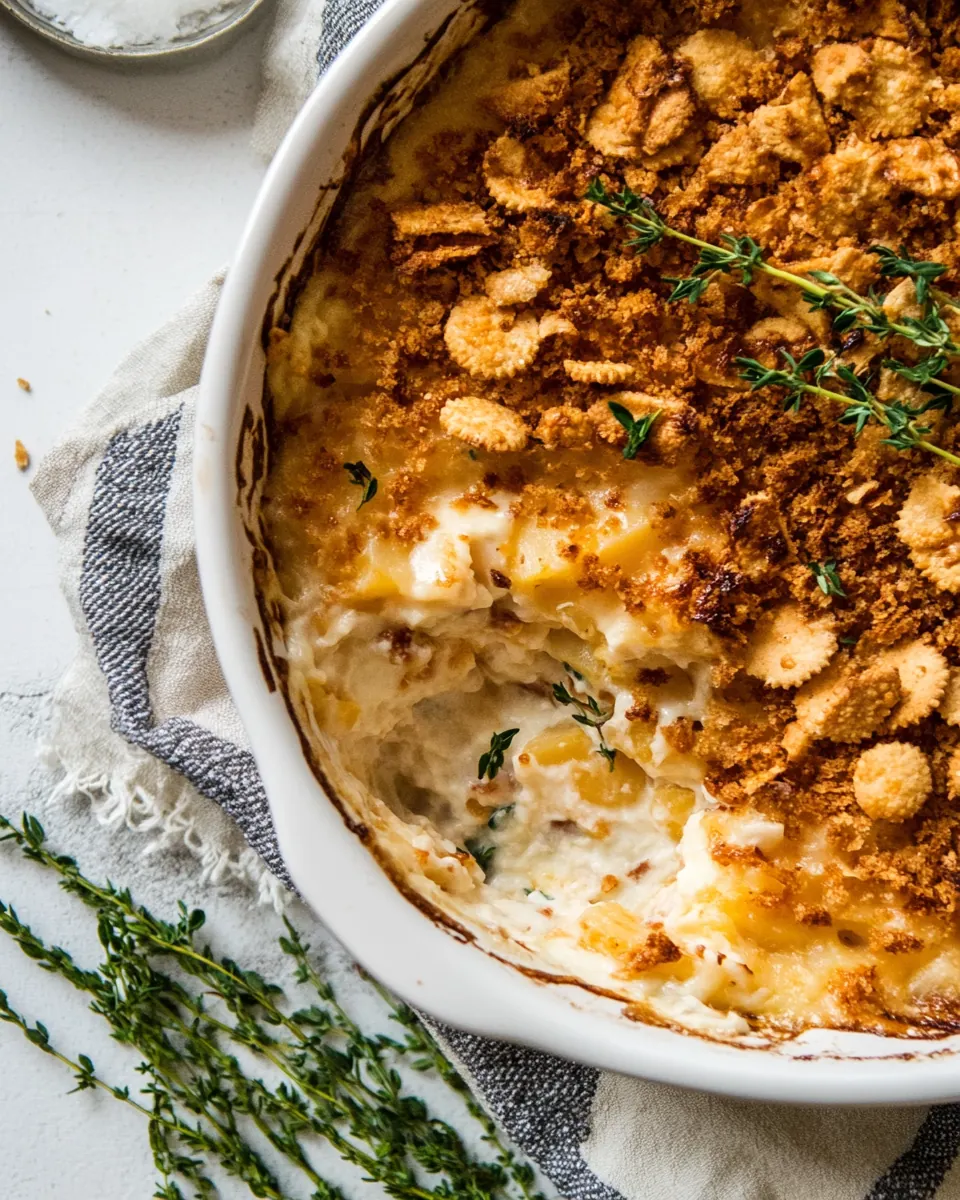 Cheesy Potato Casserole with Buttery Ritz Crackers