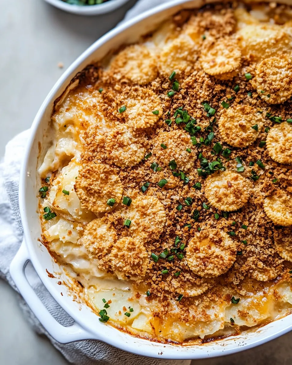 Cheesy Potato Casserole with Buttery Ritz Crackers