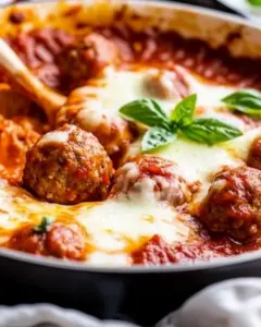Cheesy Skillet Meatballs