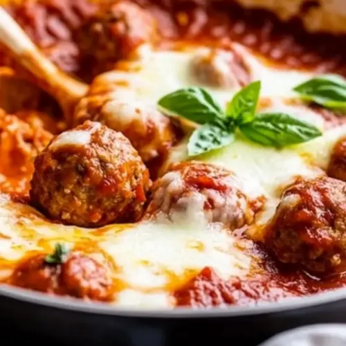 Cheesy Skillet Meatballs