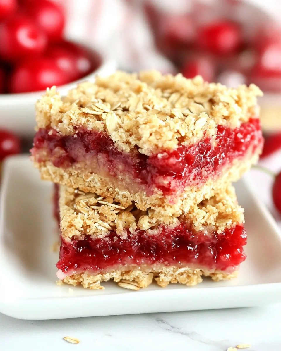 Cherry Oatmeal Crumble Bars