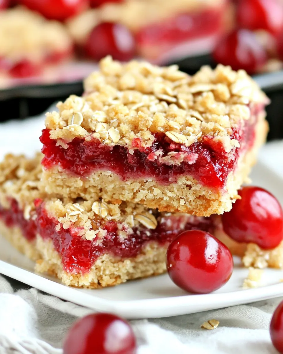 Cherry Oatmeal Crumble Bars