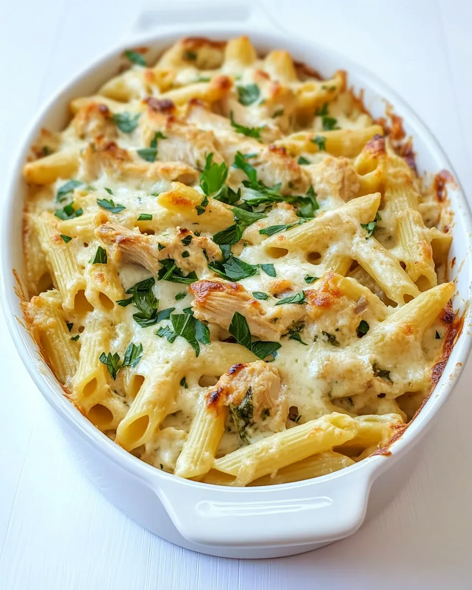 Chicken Alfredo Penne Casserole