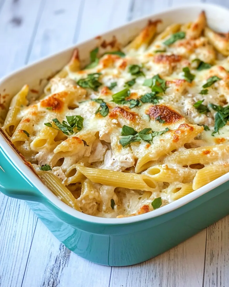 Chicken Alfredo Penne Casserole