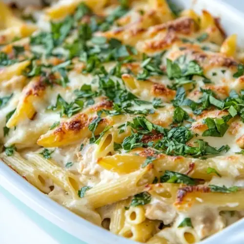 Chicken Alfredo Penne Casserole