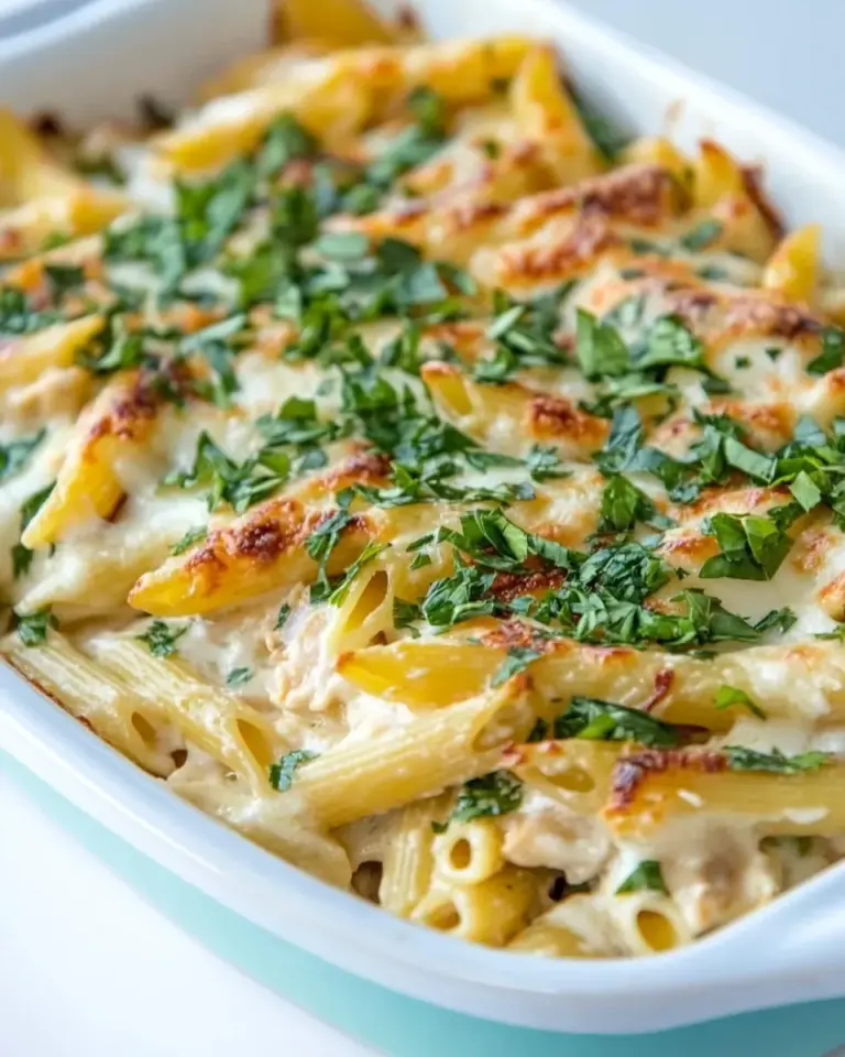 Chicken Alfredo Penne Casserole
