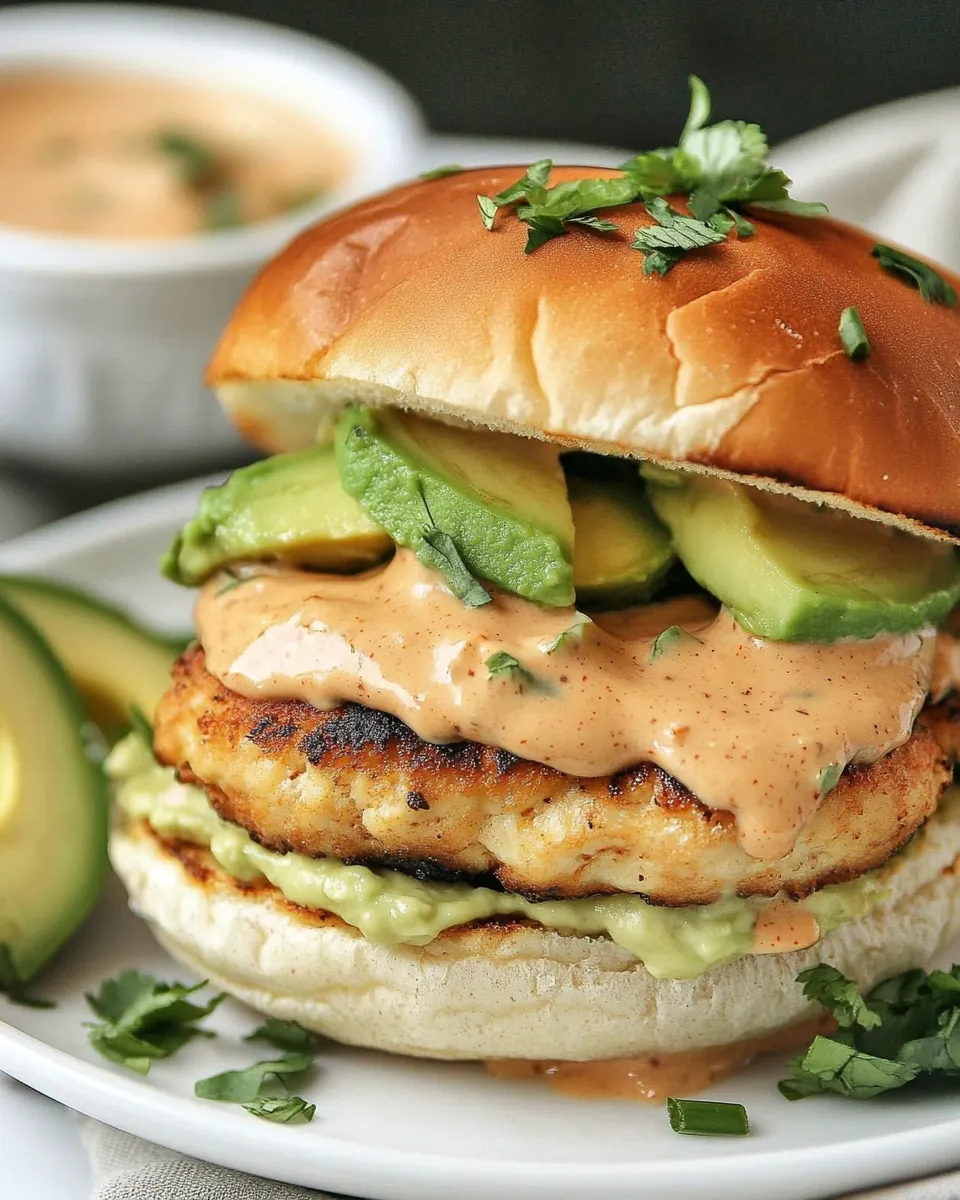 Chicken Avocado Burger with Chipotle Yogurt Sauce