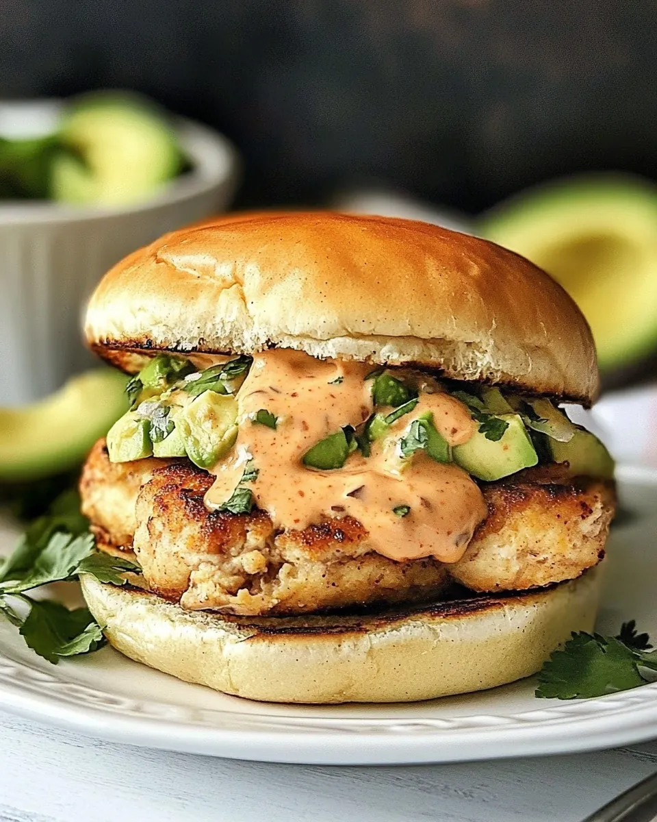 Chicken Avocado Burger with Chipotle Yogurt Sauce