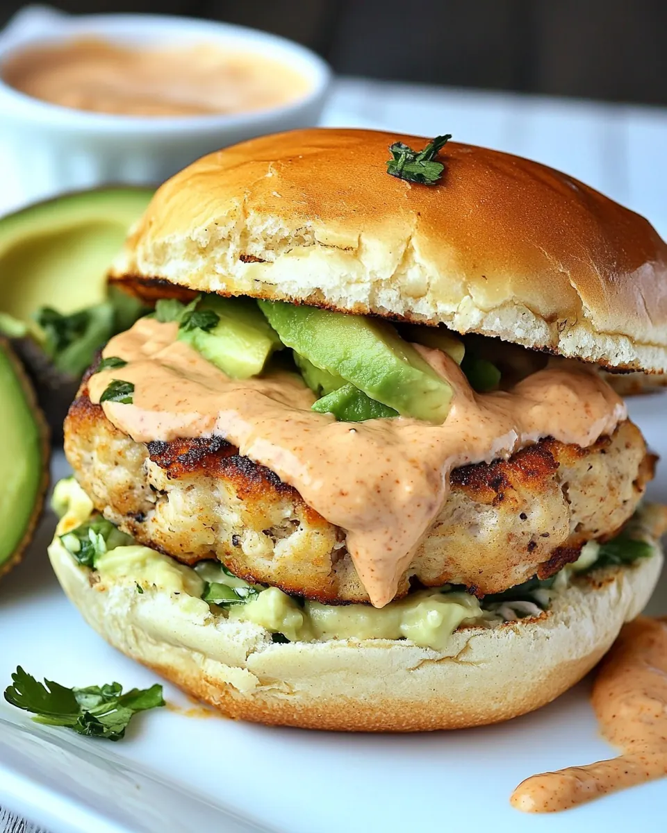 Chicken Avocado Burger with Chipotle Yogurt Sauce
