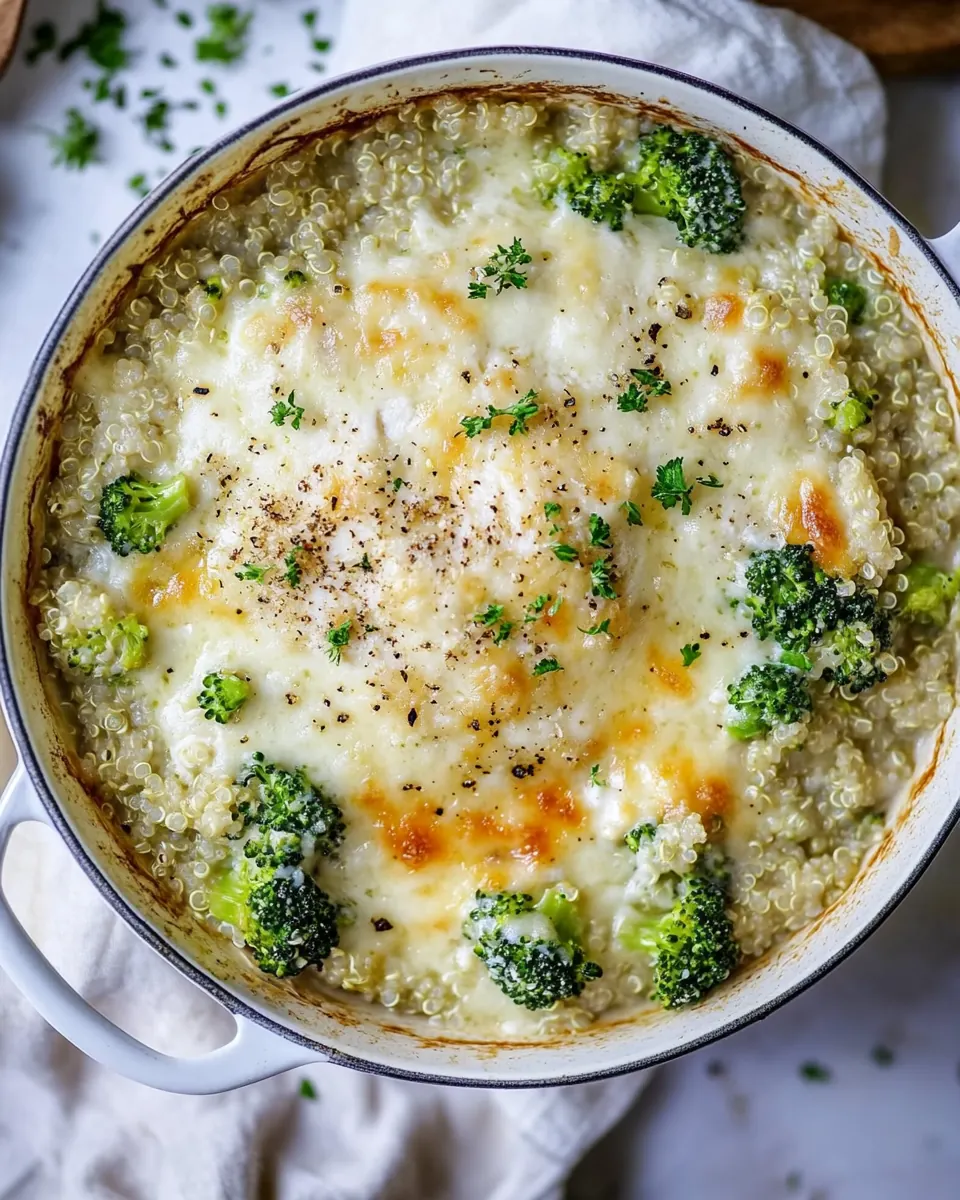 Chicken Broccoli Cheddar Quinoa Casserole