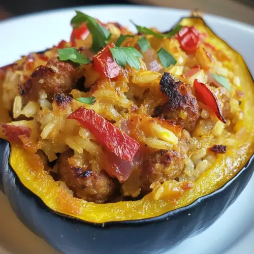 Chicken Sausage and Brown Rice Stuffed Acorn Squash