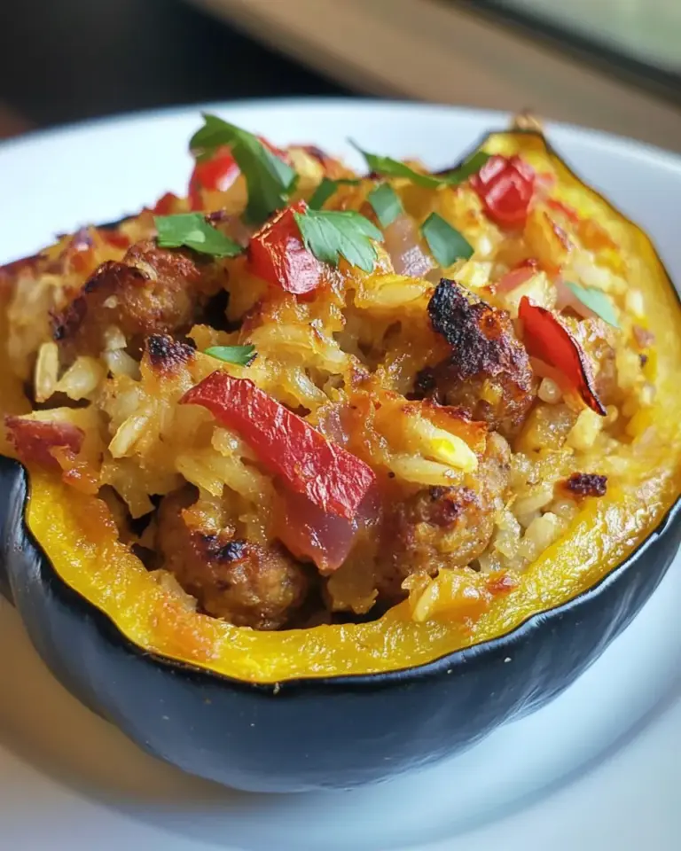 Chicken Sausage and Brown Rice Stuffed Acorn Squash
