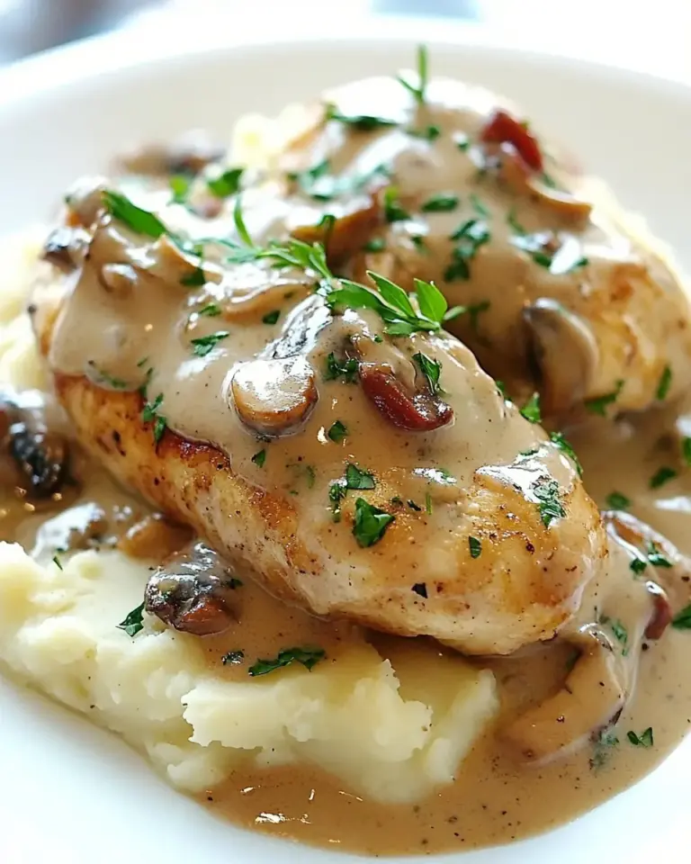 Chicken with Mushroom Sauce over Mashed Potatoes