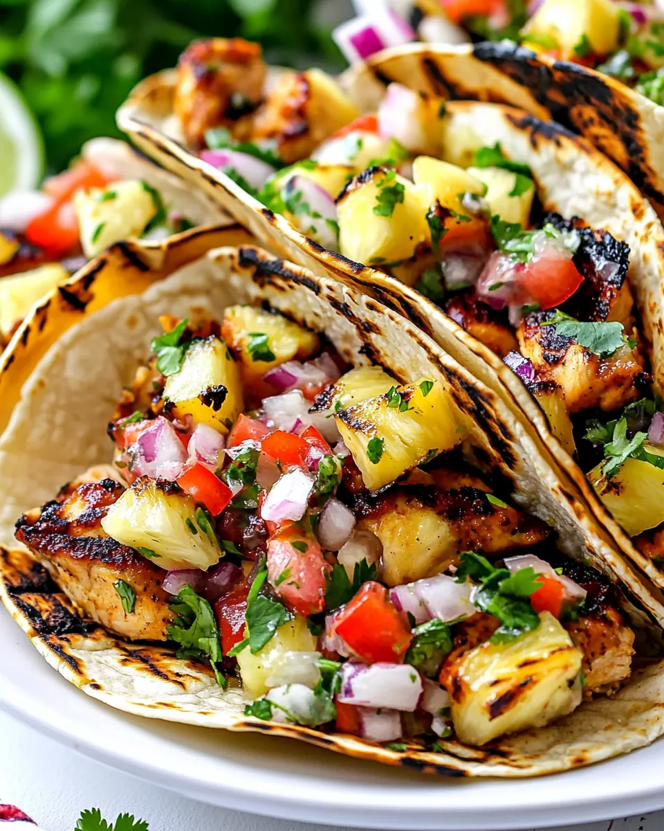 Chili Lime Chicken Tacos with Grilled Pineapple Salsa
