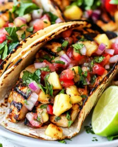 Chili Lime Chicken Tacos with Grilled Pineapple Salsa