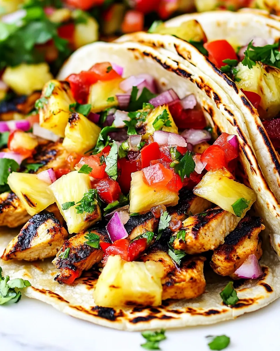 Chili Lime Chicken Tacos with Grilled Pineapple Salsa