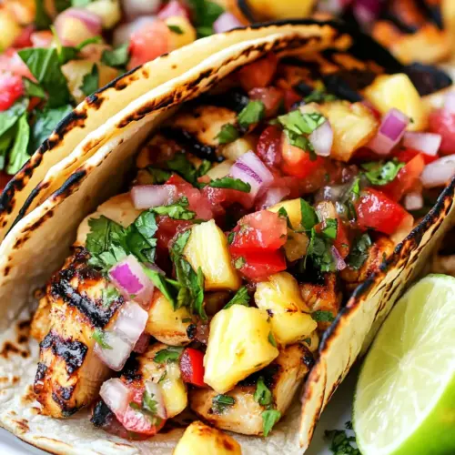 Chili Lime Chicken Tacos with Grilled Pineapple Salsa