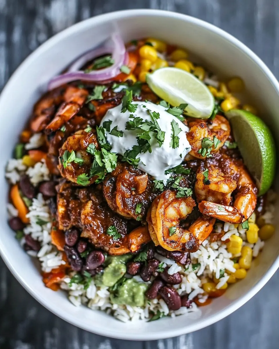 Chipotle Enchilada Shrimp with Rice and Beans
