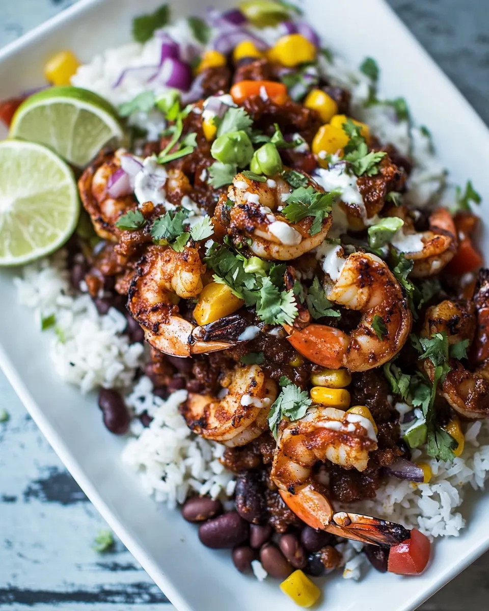 Chipotle Enchilada Shrimp with Rice and Beans