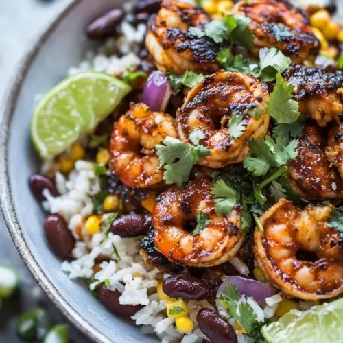 Chipotle Enchilada Shrimp with Rice and Beans