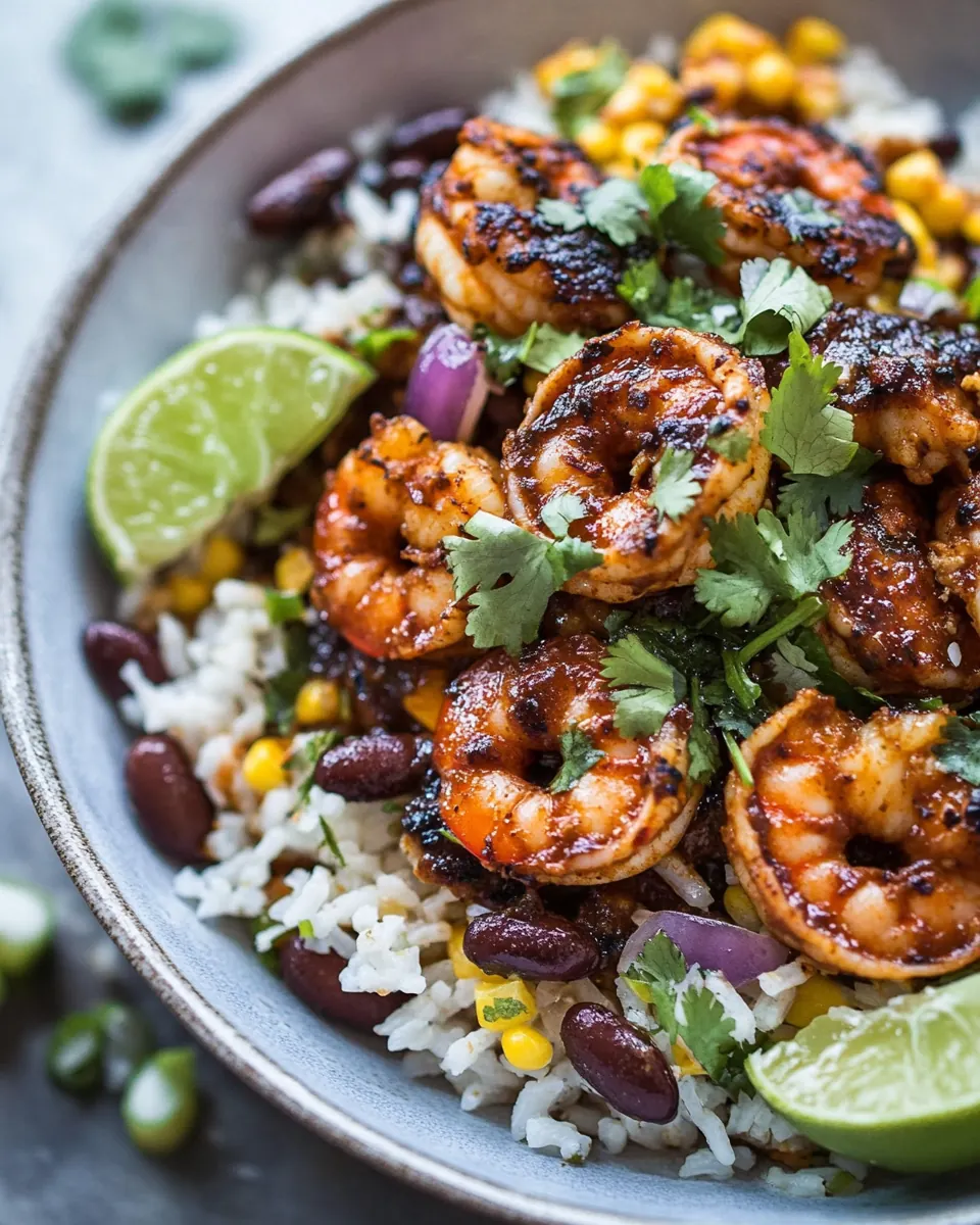 Chipotle Enchilada Shrimp with Rice and Beans