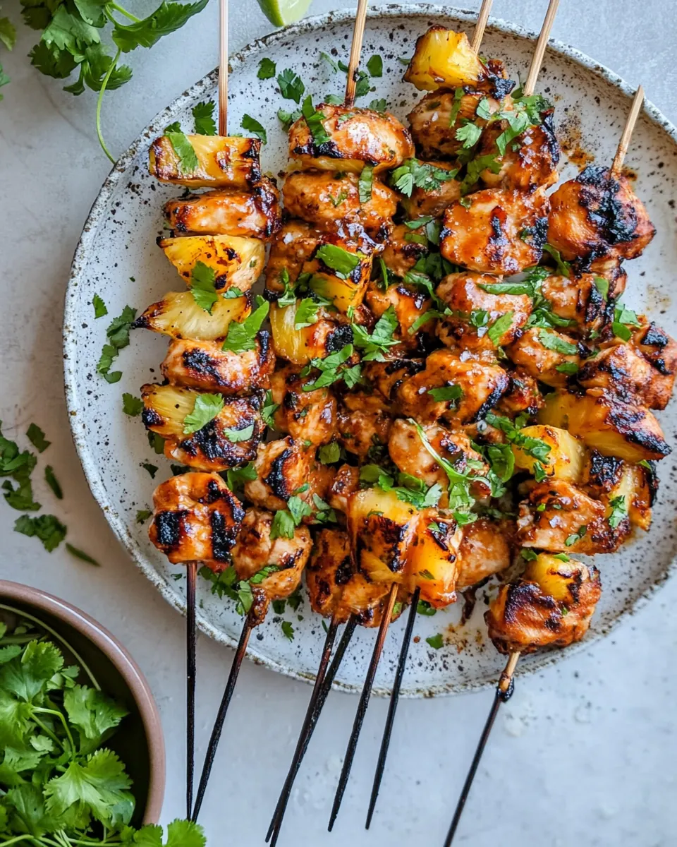 Chipotle Pineapple Bang Bang Chicken Skewers
