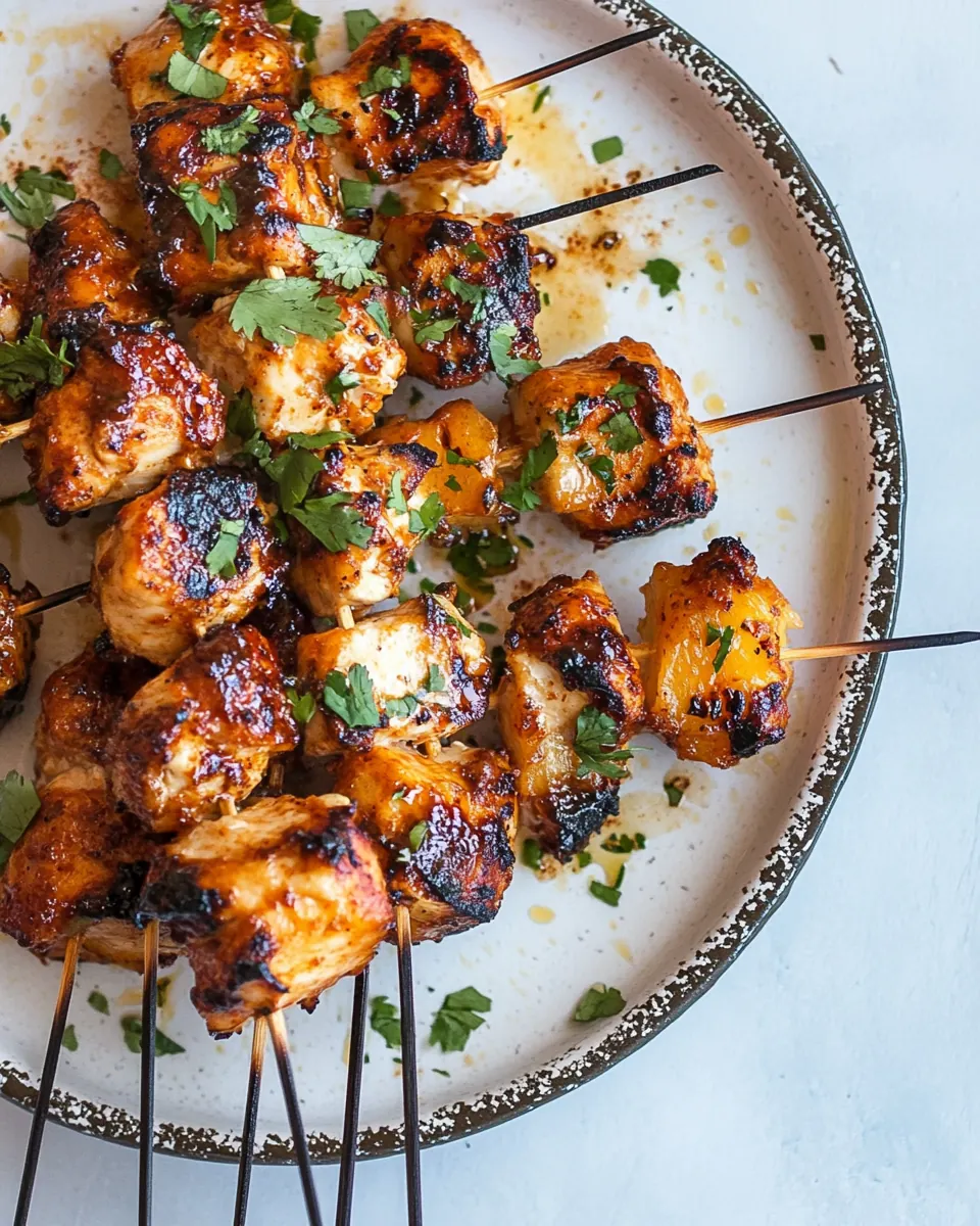 Chipotle Pineapple Bang Bang Chicken Skewers