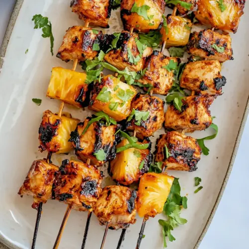Chipotle Pineapple Bang Bang Chicken Skewers