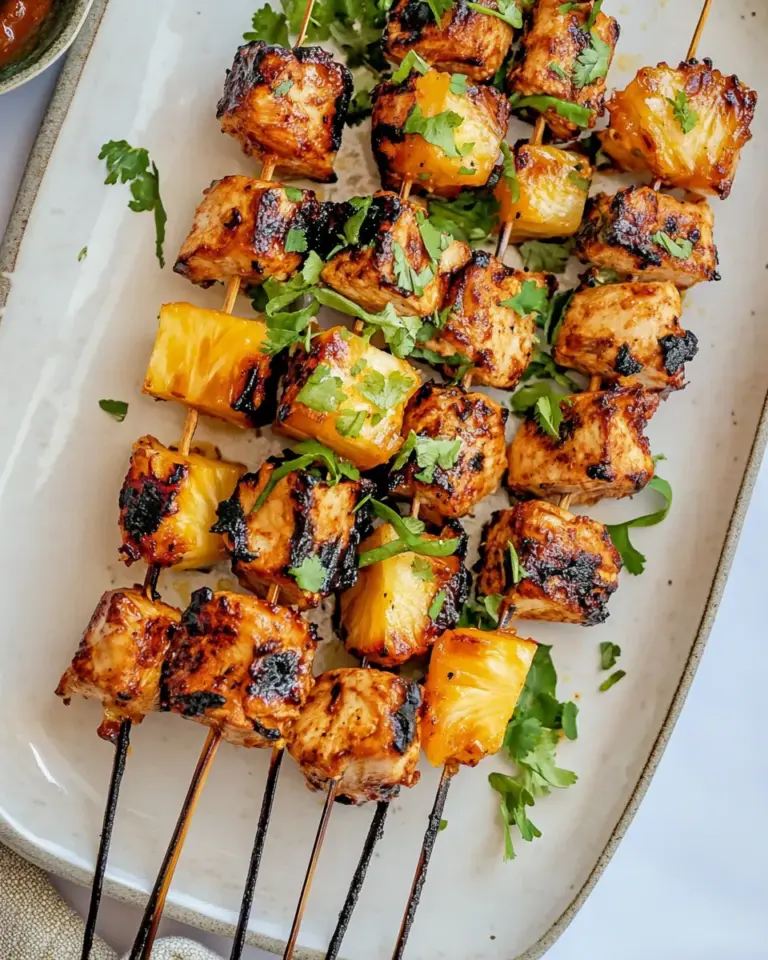 Chipotle Pineapple Bang Bang Chicken Skewers