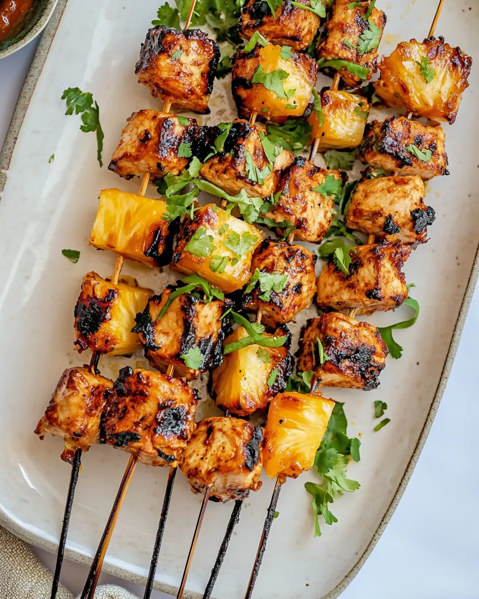Chipotle Pineapple Bang Bang Chicken Skewers