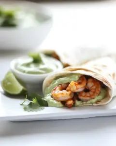 Chipotle Shrimp Burritos with Simple Avocado Crema