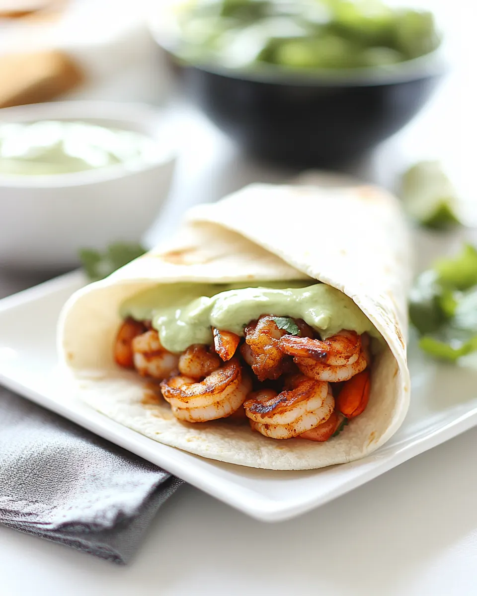 Chipotle Shrimp Burritos with Simple Avocado Crema