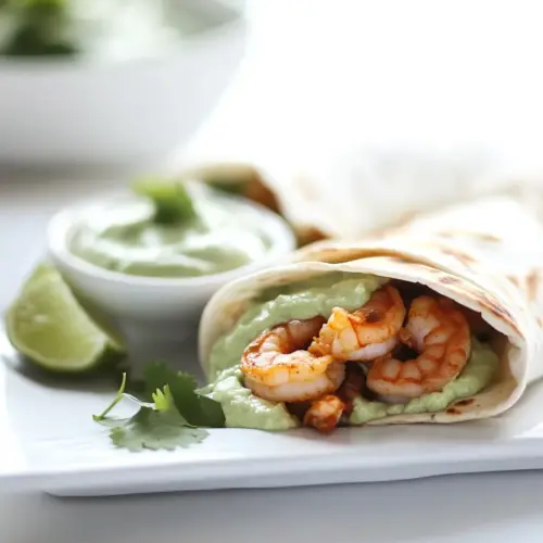 Chipotle Shrimp Burritos with Simple Avocado Crema