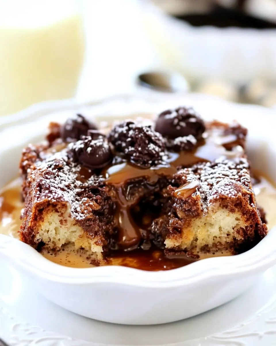 Chocolate Bread Pudding with Salted Caramel Sauce