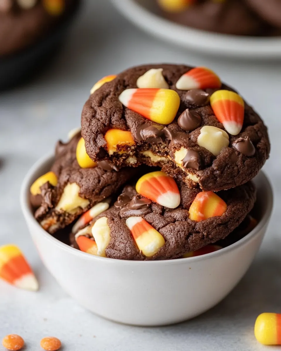 Chocolate Candy Corn Cookies
