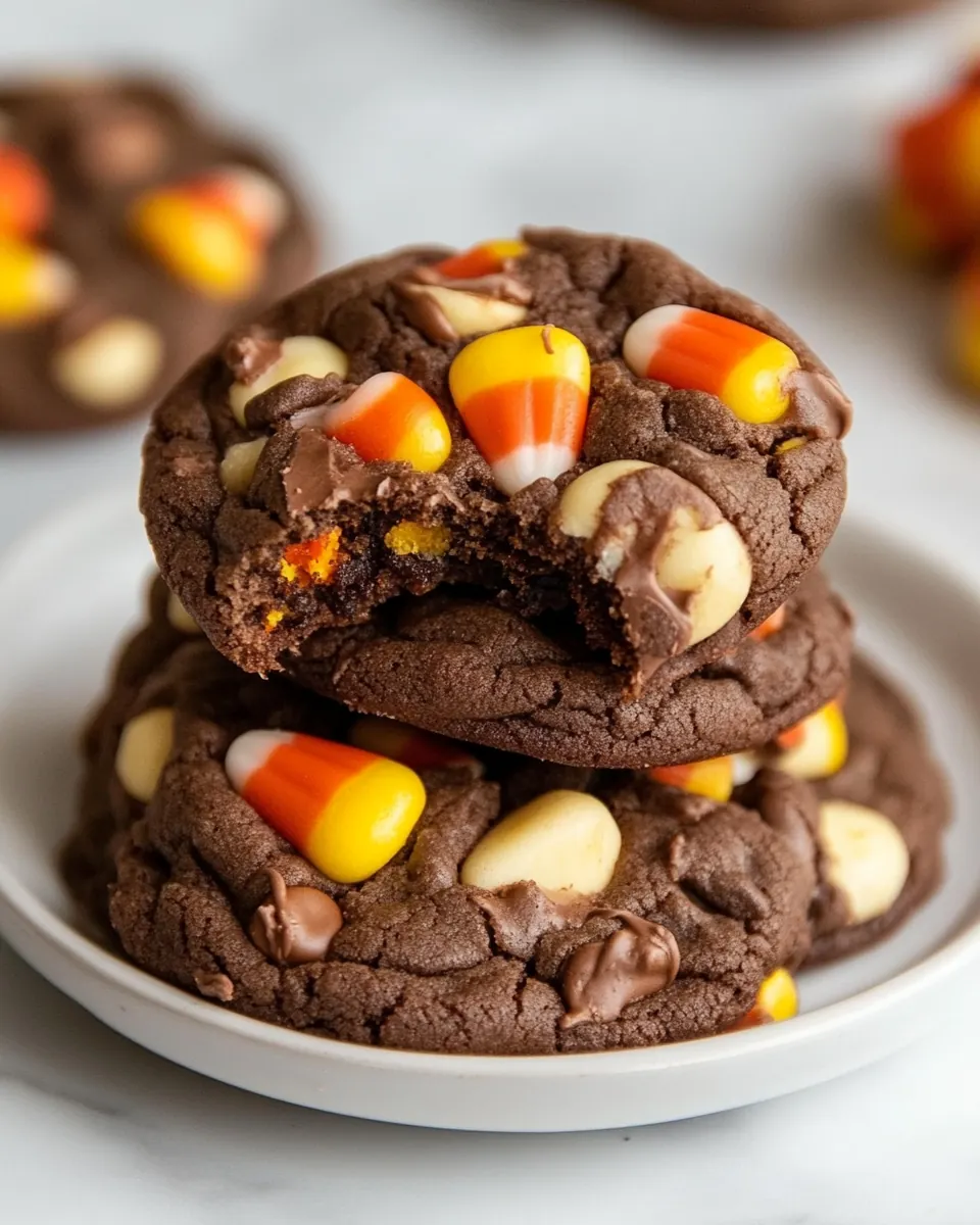 Chocolate Candy Corn Cookies