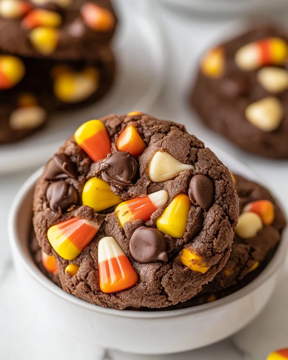 Chocolate Candy Corn Cookies