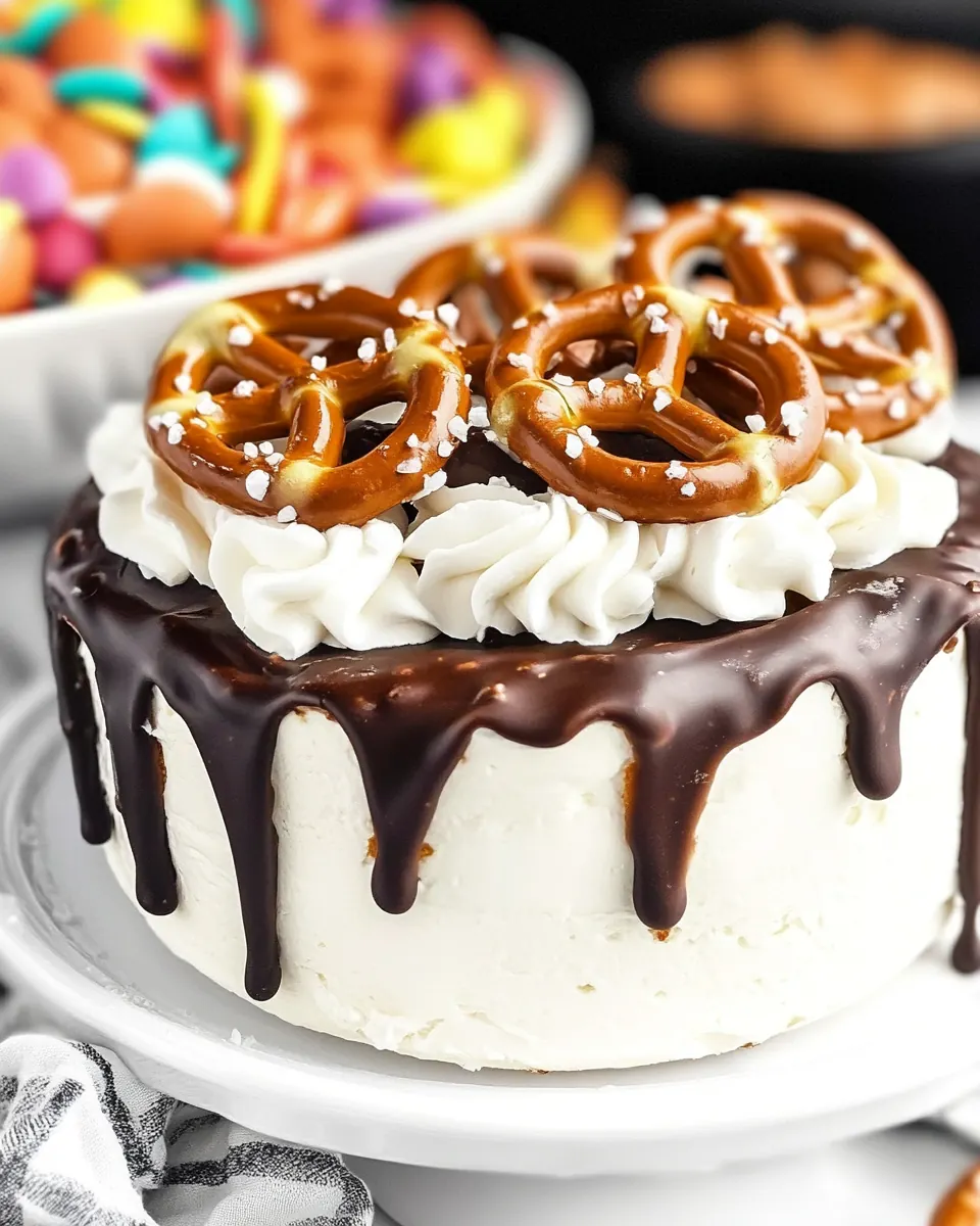 Chocolate Covered Pretzel No Bake Cheesecake
