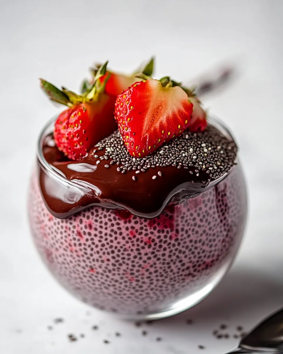 Chocolate Covered Strawberry Chia Pudding