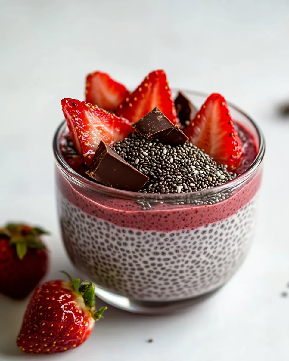 Chocolate Covered Strawberry Chia Pudding