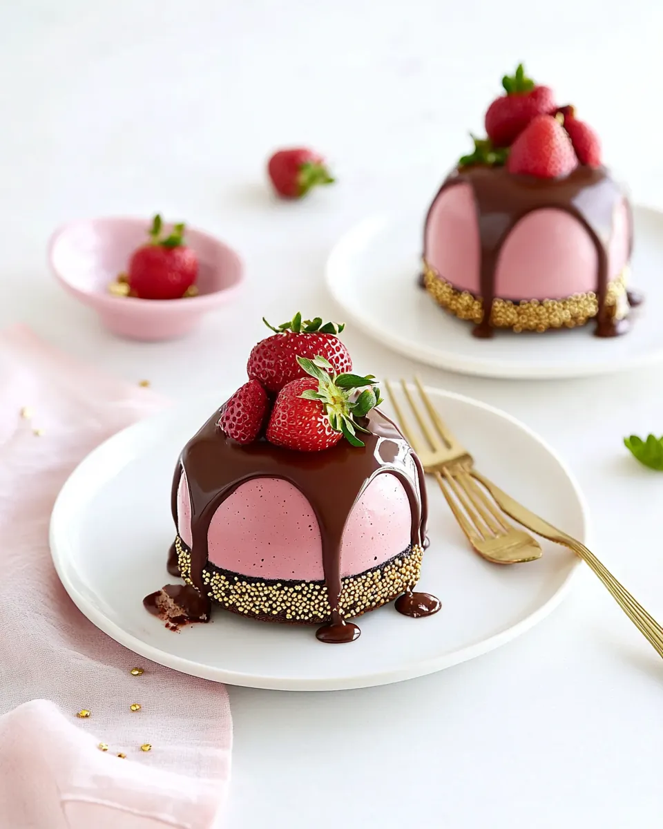 Chocolate Covered Strawberry Mousse Cakes