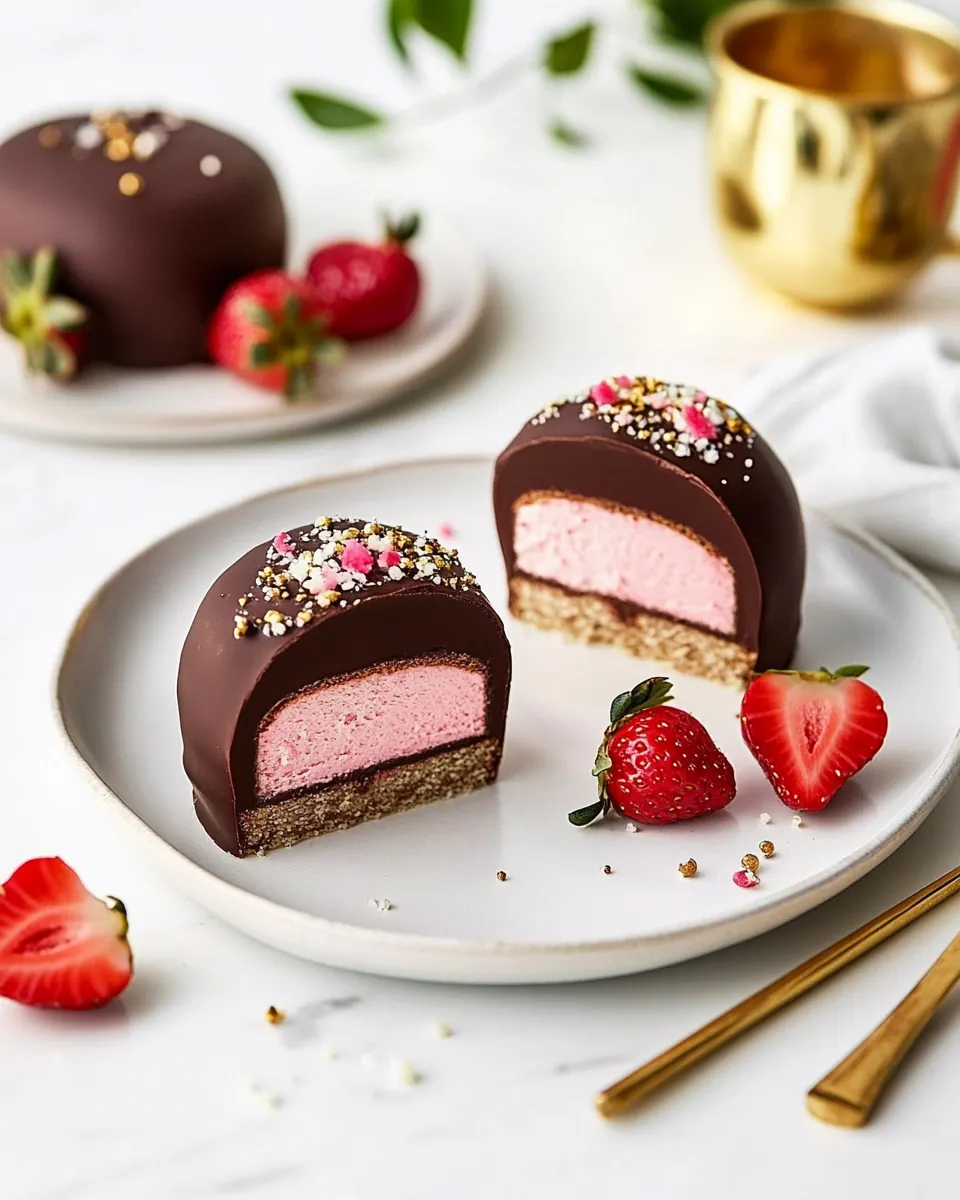 Chocolate Covered Strawberry Mousse Cakes