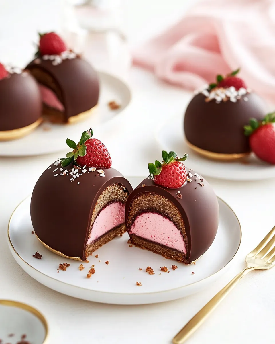 Chocolate Covered Strawberry Mousse Cakes