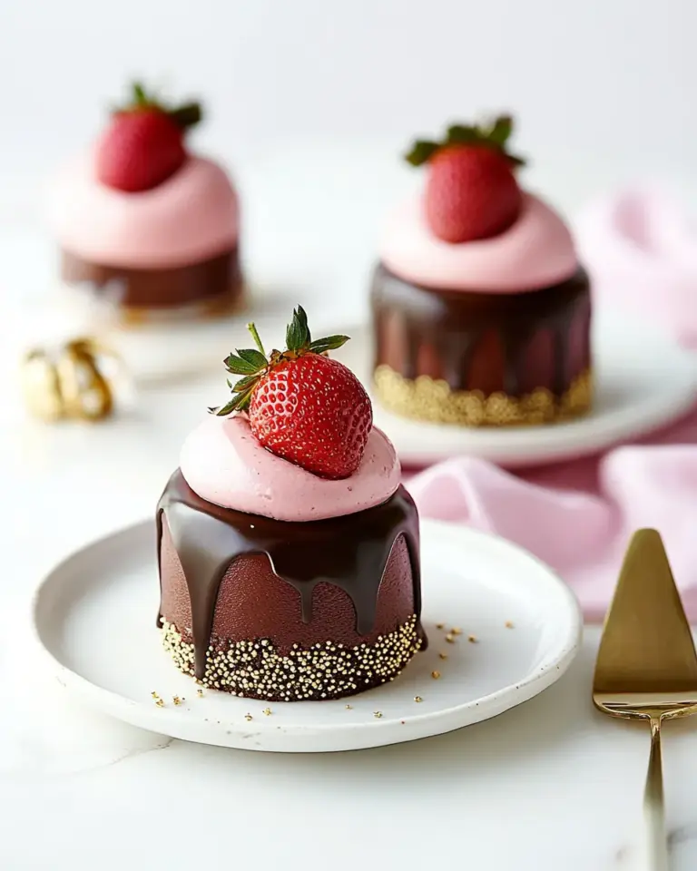 Chocolate Covered Strawberry Mousse Cakes