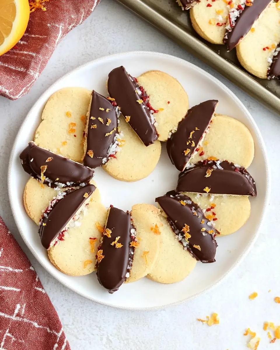 Chocolate Dipped Orange Shortbread Cookies